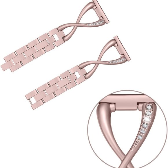 Fitbit Versa / Versa 2 Rose Gold Rhinestone Band - Picture 2 of 4